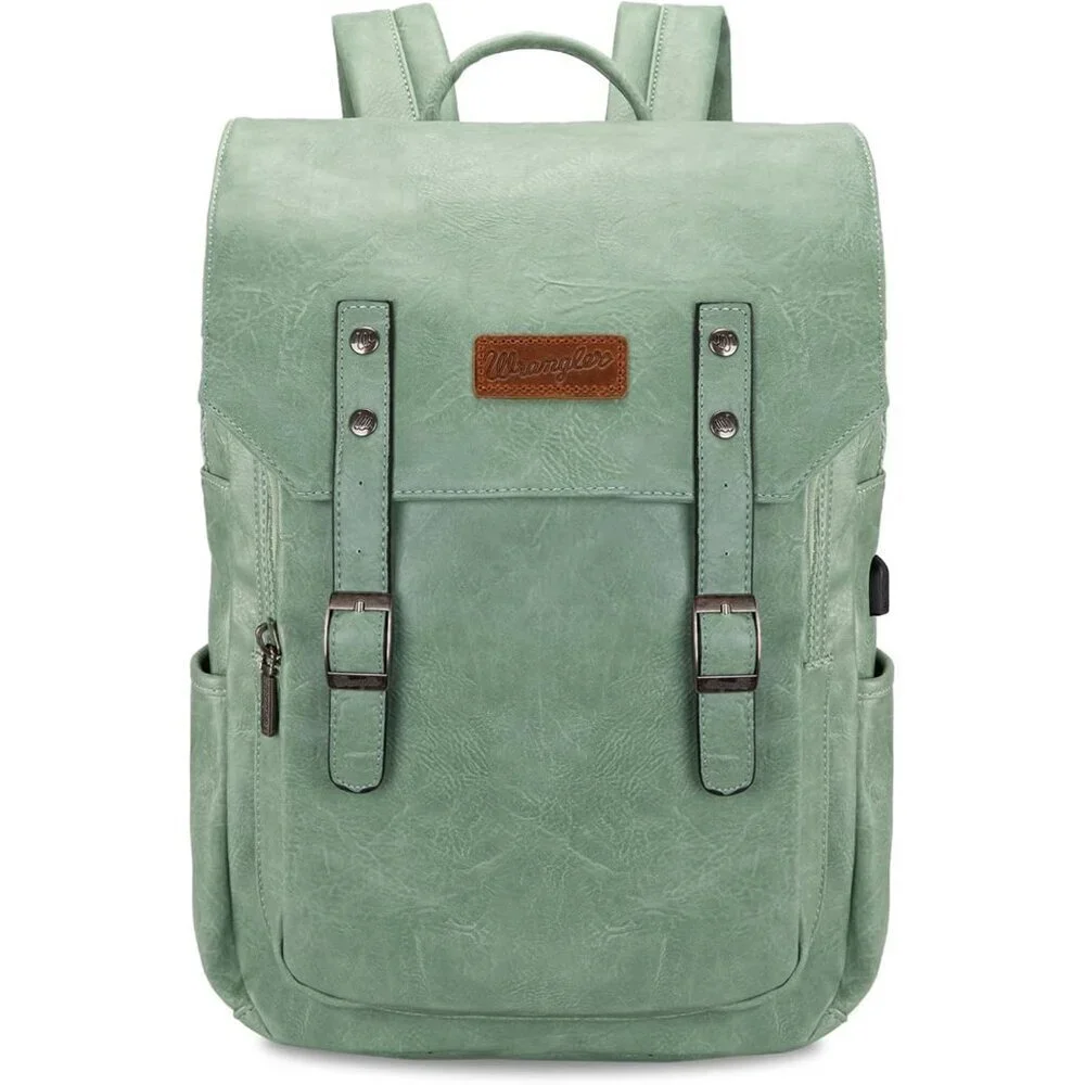 ✨Men Green Montana West Wrangler Leather Purse Laptop Backpack Fashion Backpack